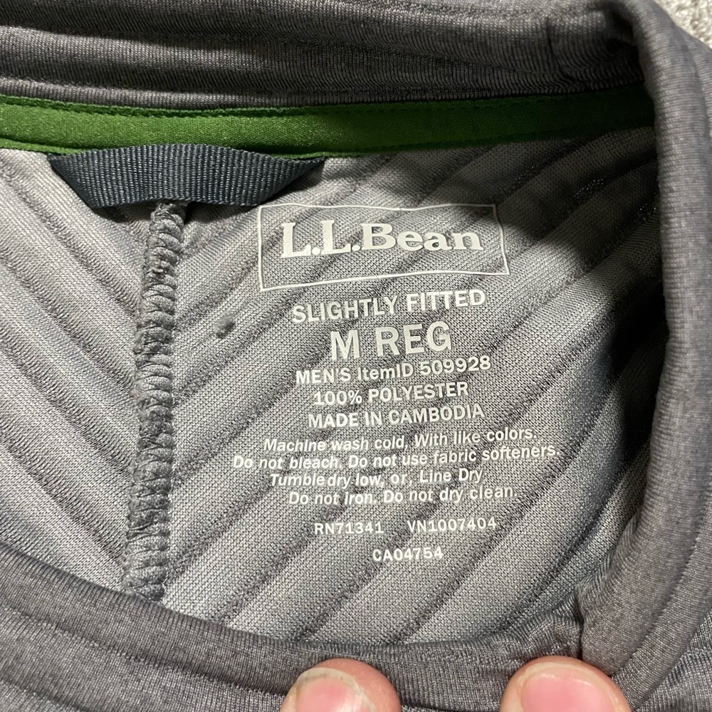 L.L. Bean Gray Ribbed Crewneck with Green Trim - Picture 7 of 16